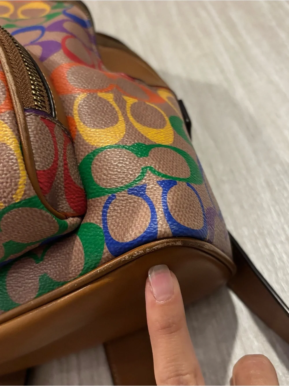 Coach Carrie Backpack tan and rainbow leather